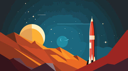 vector poster with the quote infinite Possibilities in dynamic and minimalist , paired with an image of a rocket launching into space,  - obrazy, fototapety, plakaty