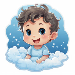 Cute little new born baby Boy sticker "ai generated"