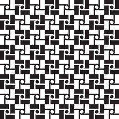 Fototapeta premium Seamless monochrome vector textures, black and white abstract geometric patterns with triangle, square and circle shapes. Design element for textile, print, fabric.