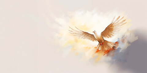 Dove of peace. Vector illustration of a flying dove isolated on neutral background. - obrazy, fototapety, plakaty