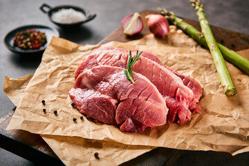 an appetizing dinner pork cut off