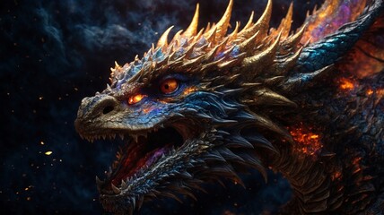 Huge dragon portrait illustration 
