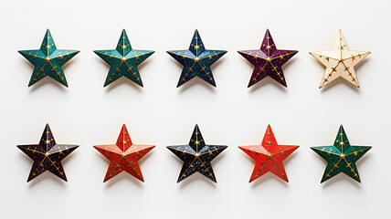 Obraz premium set, collection of christmas stars, decorations isolated on a white background