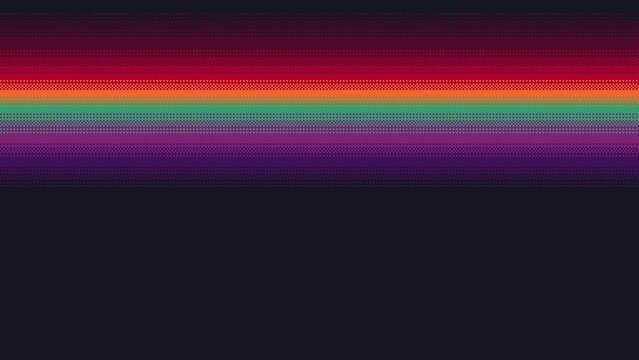 Animated pixel art vibrant colors gradient on dark. Animation of dithering background.