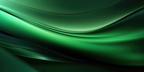 Obraz premium Abstract wavy liquid and silky pattern in green Patricks Day colors, monochrome background. Copy space.
