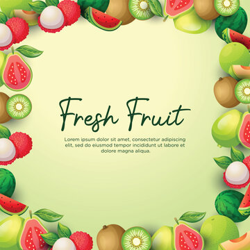 Fresh fruit border. Background design