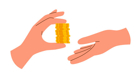 Hands passing money to each other. Finance concept. Money concept.