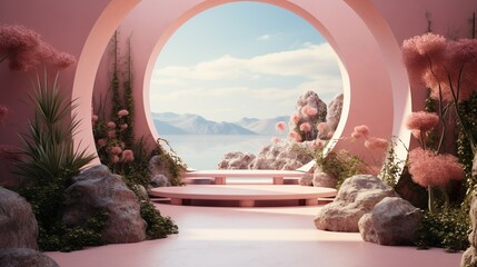 Obraz premium interior of pink dreamy house product display