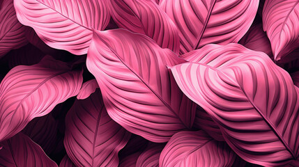 background of pink flowers, Pink plant leaves background, pink floral tropical leaves pattern 