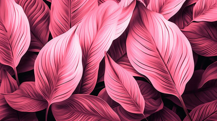 background of pink flowers, Pink plant leaves background, pink floral tropical leaves pattern 