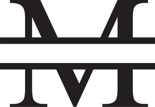 M Letter split monogram eps vector