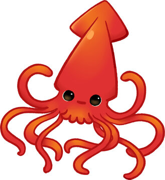 red squid cartoon