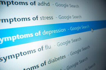 line search on the Internet symptoms of depression on the monitor screen