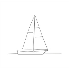 Continuous beautiful one line sailing boat drawing art design