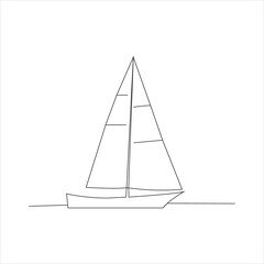 Continuous beautiful one line sailing boat drawing art design