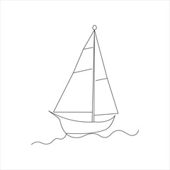Continuous beautiful one line sailing boat drawing art design