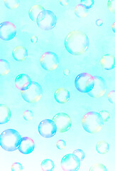 背景素材_水彩_シャボン玉_空