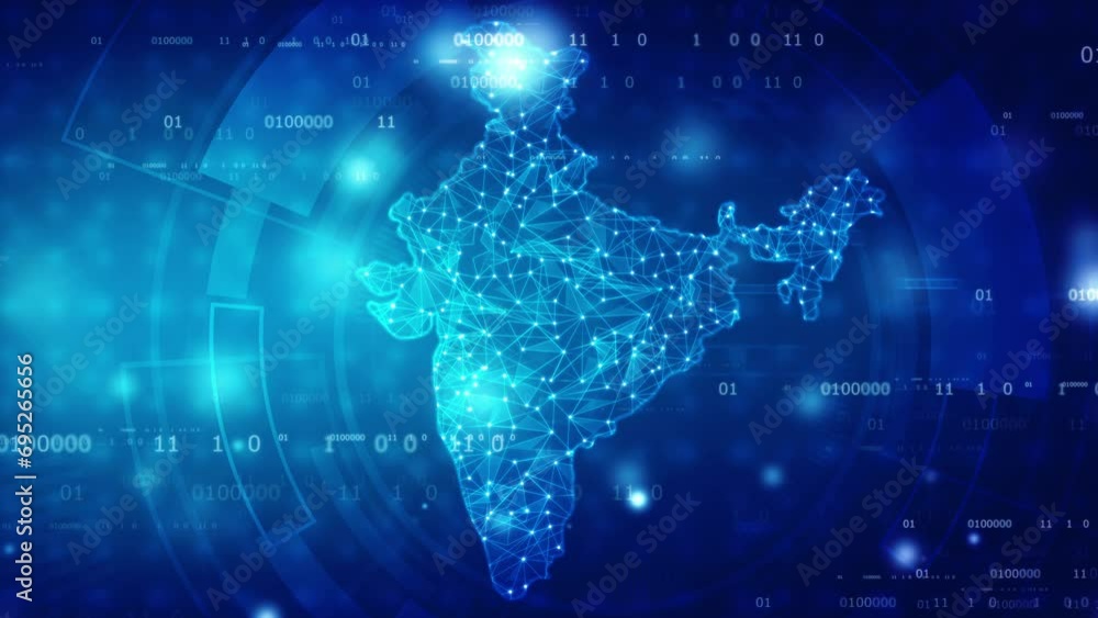 Aufkleber digital india concept, india map with abstract lines on technology background, high-tech digital ind