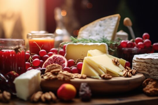 A variety of different types of cheese arranged on a table. Perfect for cheese lovers or food enthusiasts.