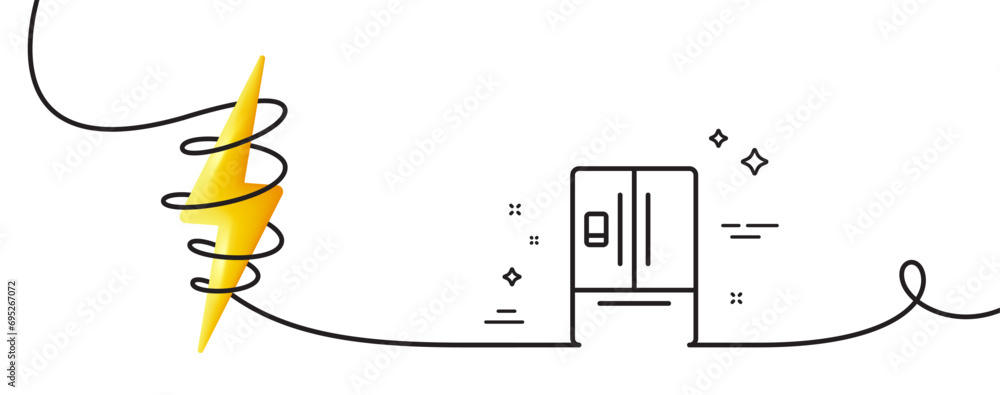 Poster refrigerator with ice maker line icon. continuous one line with curl. fridge sign. freezer storage s