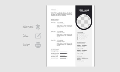 Modern Creative Vector Resume Design Template - obrazy, fototapety, plakaty