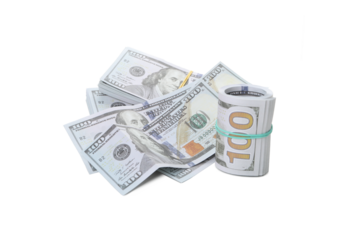 PNG, Stacks of American cash money, isolated on white background