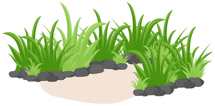 A vector icon of grass with a path.