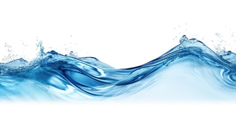A wave of water captured on a white background. Perfect for use in designs related to water, nature, or abstract concepts