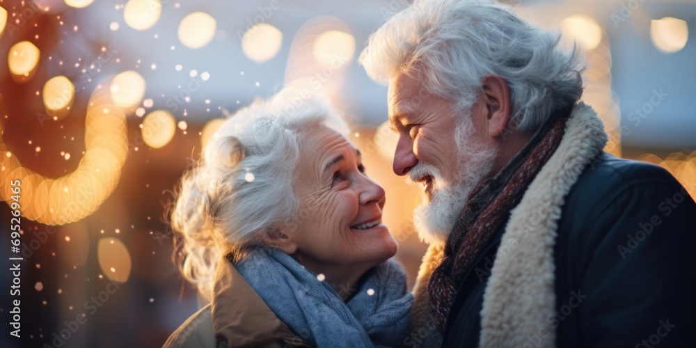 Poster A man and a woman standing next to each other. Suitable for various concepts and themes