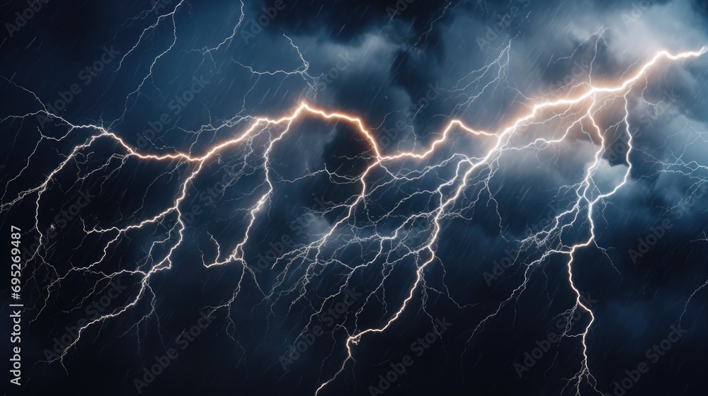 Poster a collection of lightning bolts illuminating the sky. perfect for adding drama and excitement to any