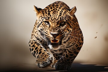 Leopard in front of white background