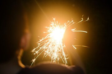 fireworks at the night with human foreground