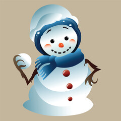 Vector illustration of a cute smiling winter snowman