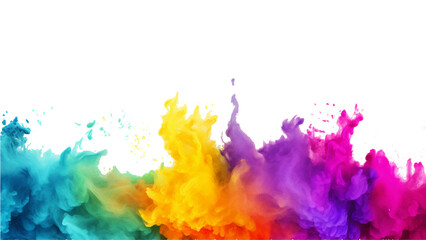 colorful vibrant rainbow Holi paint color powder explosion with bright colors isolated white background.	 - obrazy, fototapety, plakaty