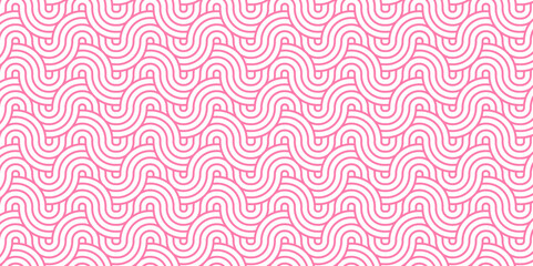 Modern diamond geometric ocean spiral pattern and abstract circle wave lines. pink seamless tile stripe geomatics overlapping create retro square line backdrop pattern background. Overlapping Pattern.