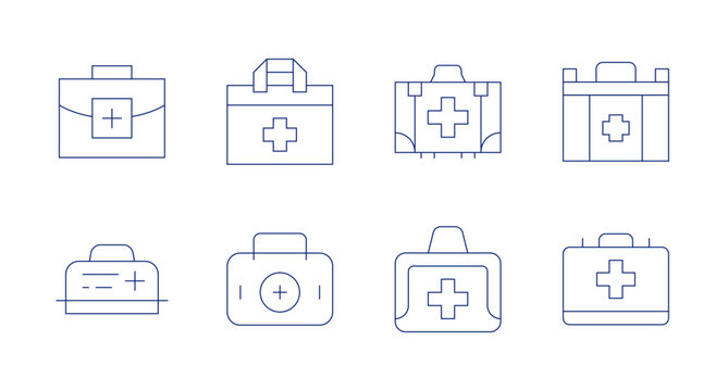 First aid icons. Editable stroke. Containing first aid kit, first aid cross, first aid.