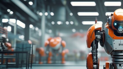 Fototapeta premium ai robot factory cinematic wallpaper