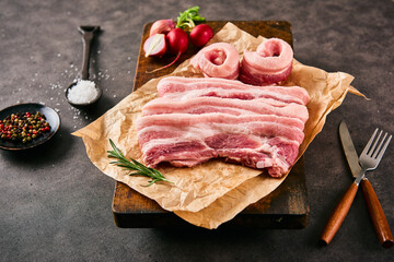 Grilled pork belly and vegetables