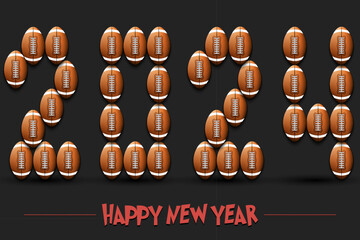 Happy New Year 2024 and  football ball