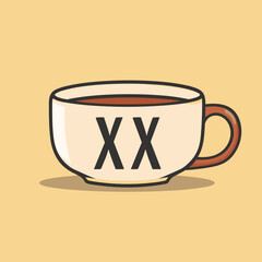 Bookstore and coffee shop filled outline colorful initial logo idea. Reading books and drinking coffee. Letters inside cup shape. Graphic design. Created using neural network