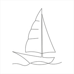 Continuous one line sailing boat drawing art design