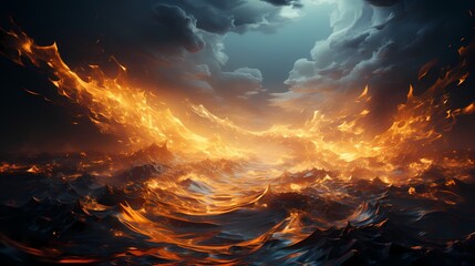 A dreamlike close-up capturing liquid flames in a captivating blend of silver and platinum colors in a surreal world - obrazy, fototapety, plakaty