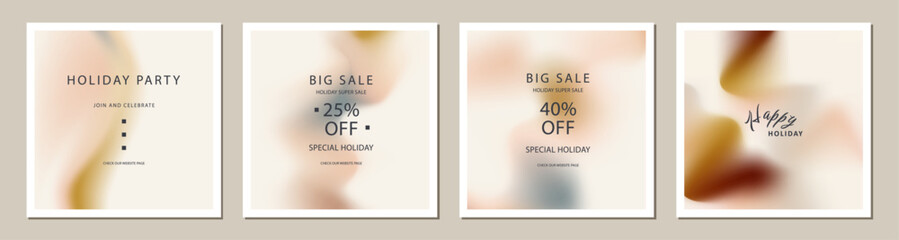 set of gradient artistic square template. aesthetic design Suitable for social media posts, cards, invitations, banner and web ads