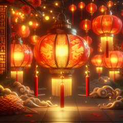 A collage combining images of traditional celebrations and vibrant lanterns, portraying the cultural richness of the Chinese New Year Lantern Festival.