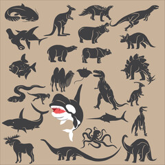 Stylized vector illustration of animal silhouette collection © Alan
