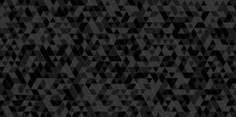 Abstract Black and gray square wall cube triangle tiles pattern mosaic background. Modern seamless geometric dark black pattern background with lines Geometric print composed of triangles. - obrazy, fototapety, plakaty