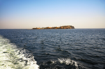 Goree island near Dakar, Senegal, West Africa, viewed from a boat. Goree Island is a UNESCO World...