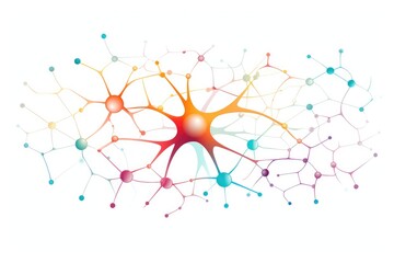Nebula Neural Neon Brain Cell Energy 3D Icon Vector Connections, Brain Dots Pattern Neuronal Network, Vibrant Digital Art Microscopic Mycelium Membran, Colored DNA background motley radiant Wallpaper - obrazy, fototapety, plakaty