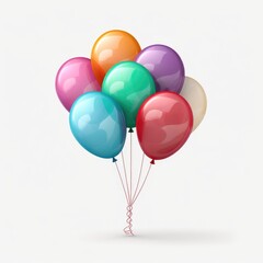 Colorful birthday balloons on a white background, visual Art, soap bubble, Chromatic vivid Happy Birthday Party Balloon, Motley Isolated Icon Vector, Colored Helium Air Fun Kid Celebration Decoration 