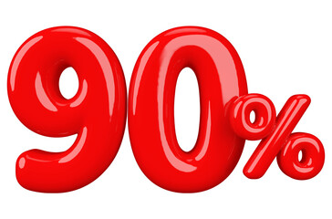 90 percent off sale red 3d number render